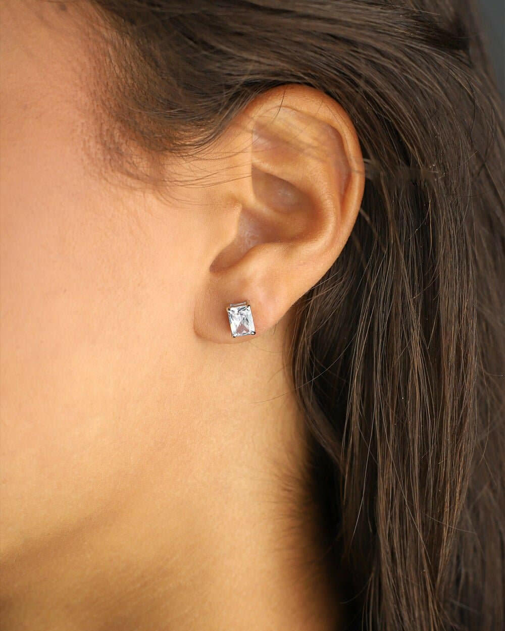 BAGUETTE STUDS. 925. - WHITE GOLD Earrings Evarlox   