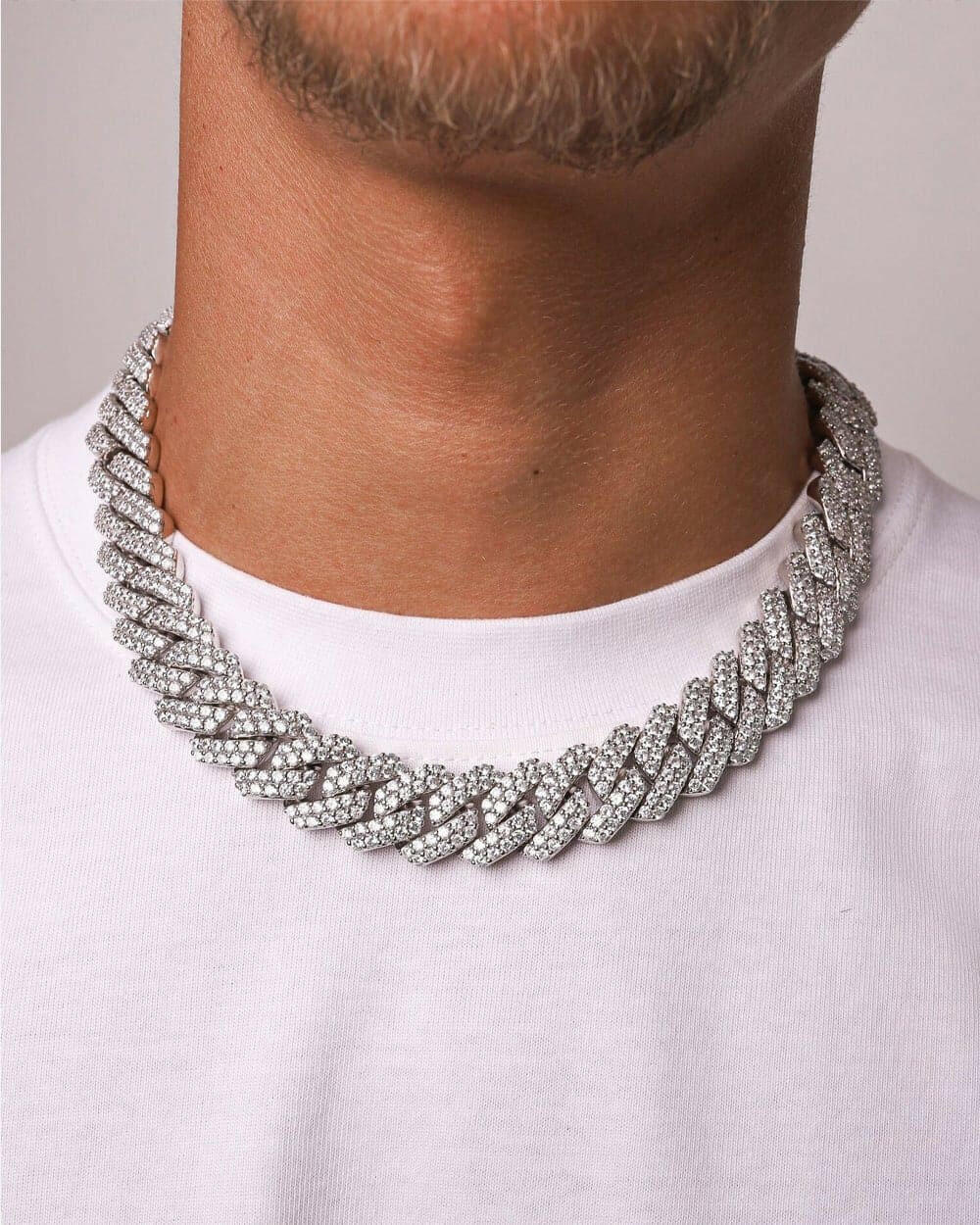 BIG PRONG CHAIN. - 18MM WHITE GOLD Chains Evarlox   