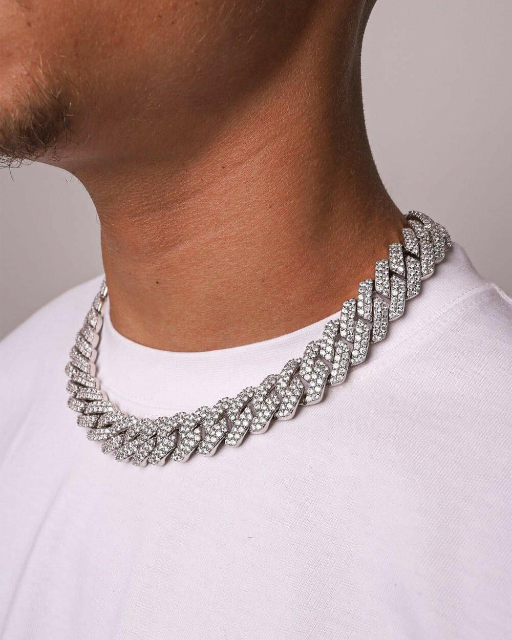 BIG PRONG CHAIN. - 18MM WHITE GOLD Chains Evarlox   