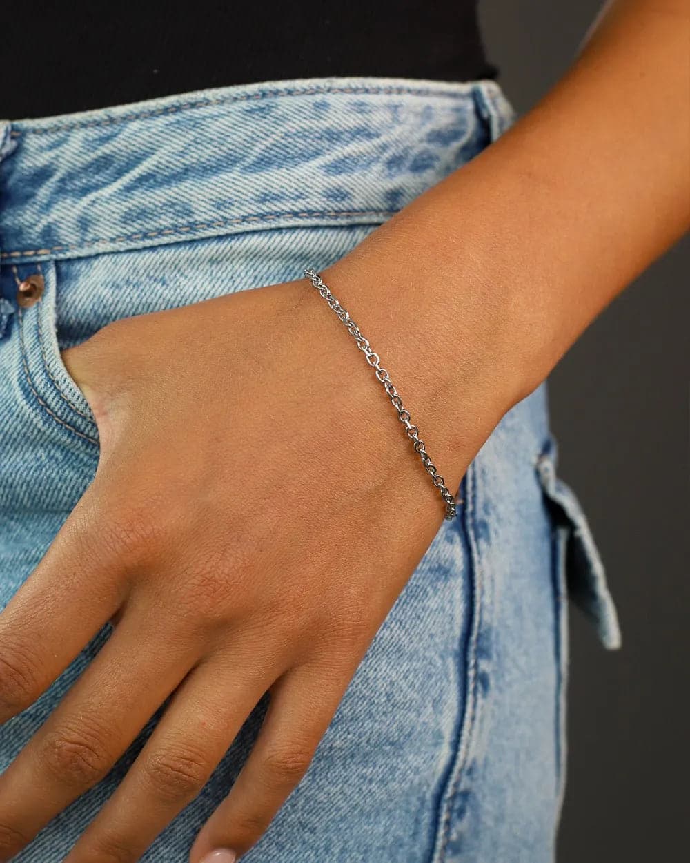 CABLE LINK BRACELET. - 3MM WHITE GOLD Bracelets Evarlox   