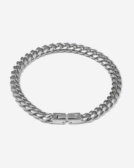 CLEAN CUBANA BRACELET. - 6MM WHITE GOLD Bracelets Evarlox   