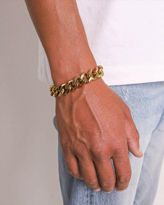 CLEAN CUBANA BRACELET. - 12MM 18K GOLD Bracelets Evarlox   