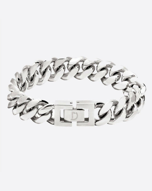 CLEAN CUBANA BRACELET. - 12MM WHITE GOLD Bracelets Evarlox   