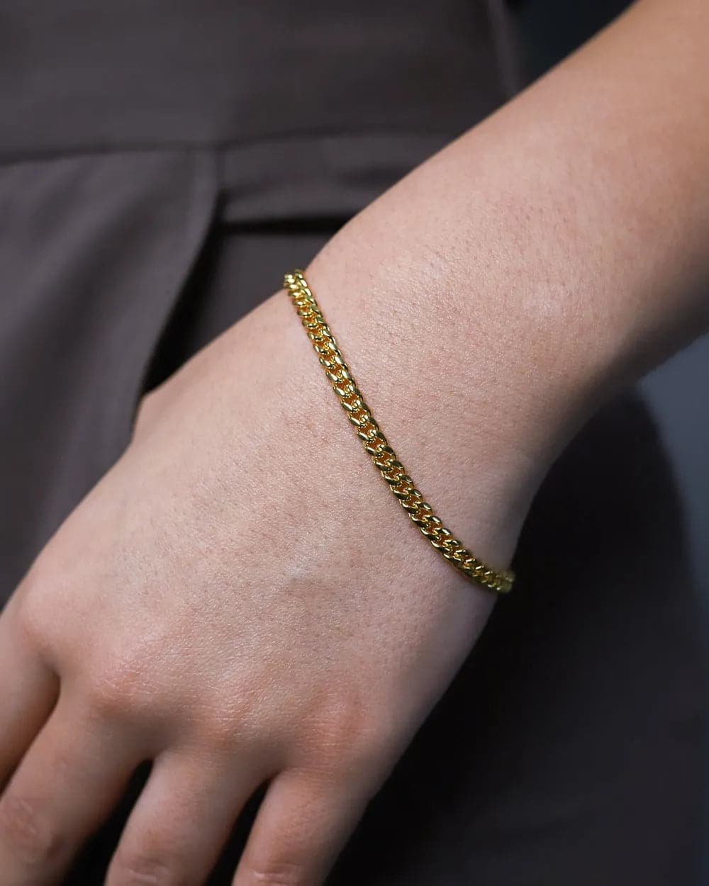 CLEAN CUBANA BRACELET. - 4MM 18K GOLD Bracelets Evarlox   