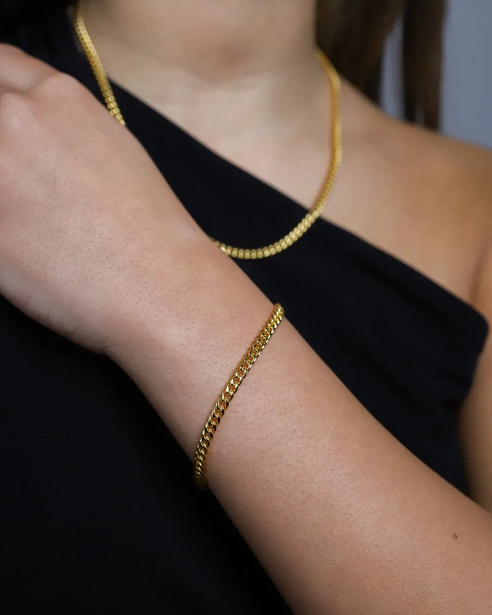 CLEAN CUBANA BRACELET. - 4MM 18K GOLD Bracelets Evarlox   