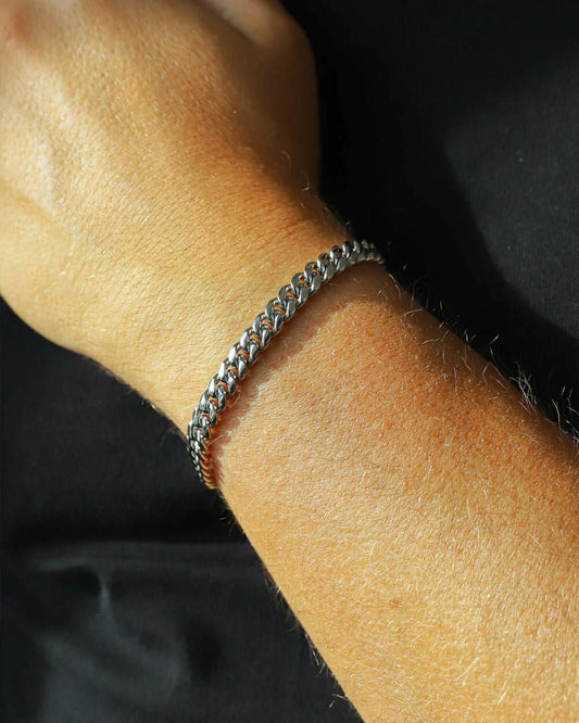 CLEAN CUBANA BRACELET. - 6MM WHITE GOLD Bracelets Evarlox   