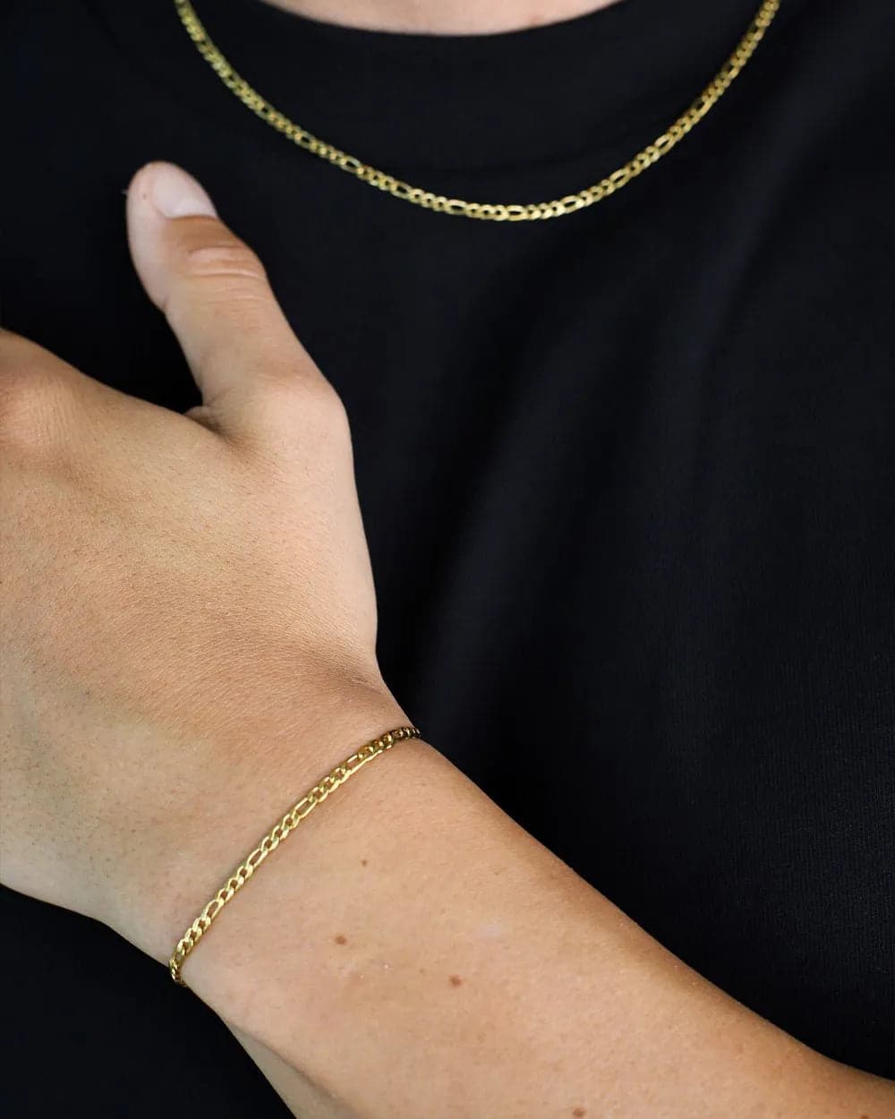 CLEAN FIGARO BRACELET. - 3MM 18K GOLD Bracelets Evarlox   