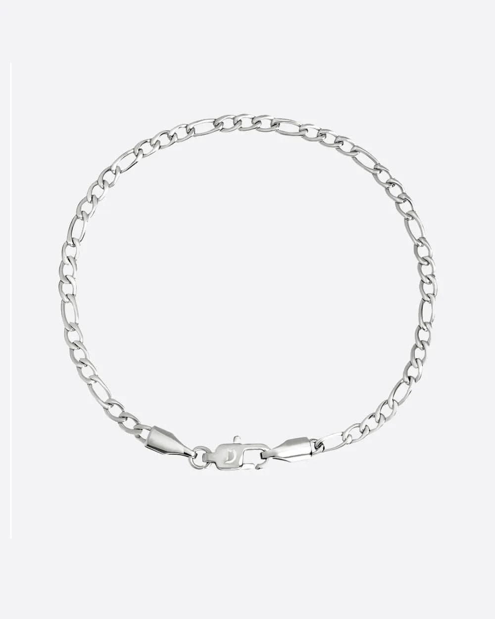 CLEAN FIGARO BRACELET. - 3MM WHITE GOLD Bracelets Evarlox   