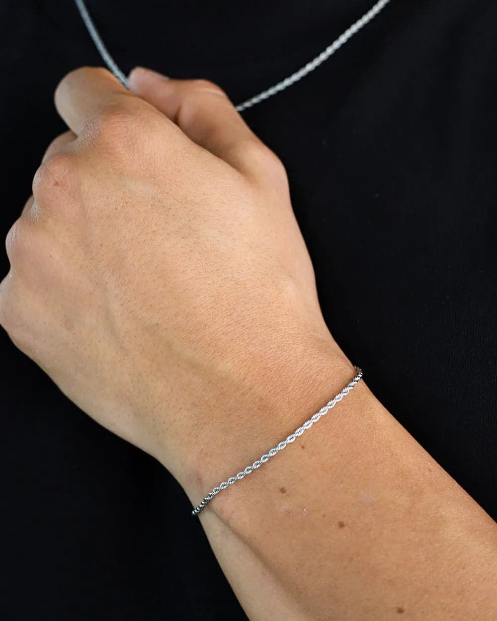 CLEAN ROPE BRACELET. - 2MM WHITE GOLD Bracelets Evarlox   