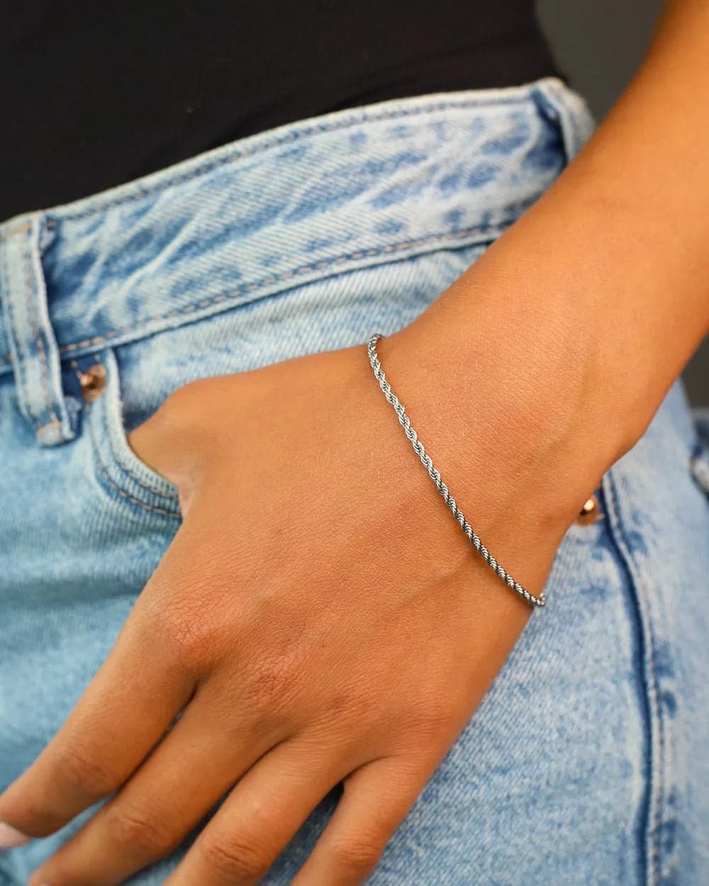 CLEAN ROPE BRACELET. - 2MM WHITE GOLD Bracelets Evarlox   