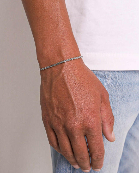 CLEAN ROPE BRACELET. - 3MM WHITE GOLD Bracelets Evarlox   