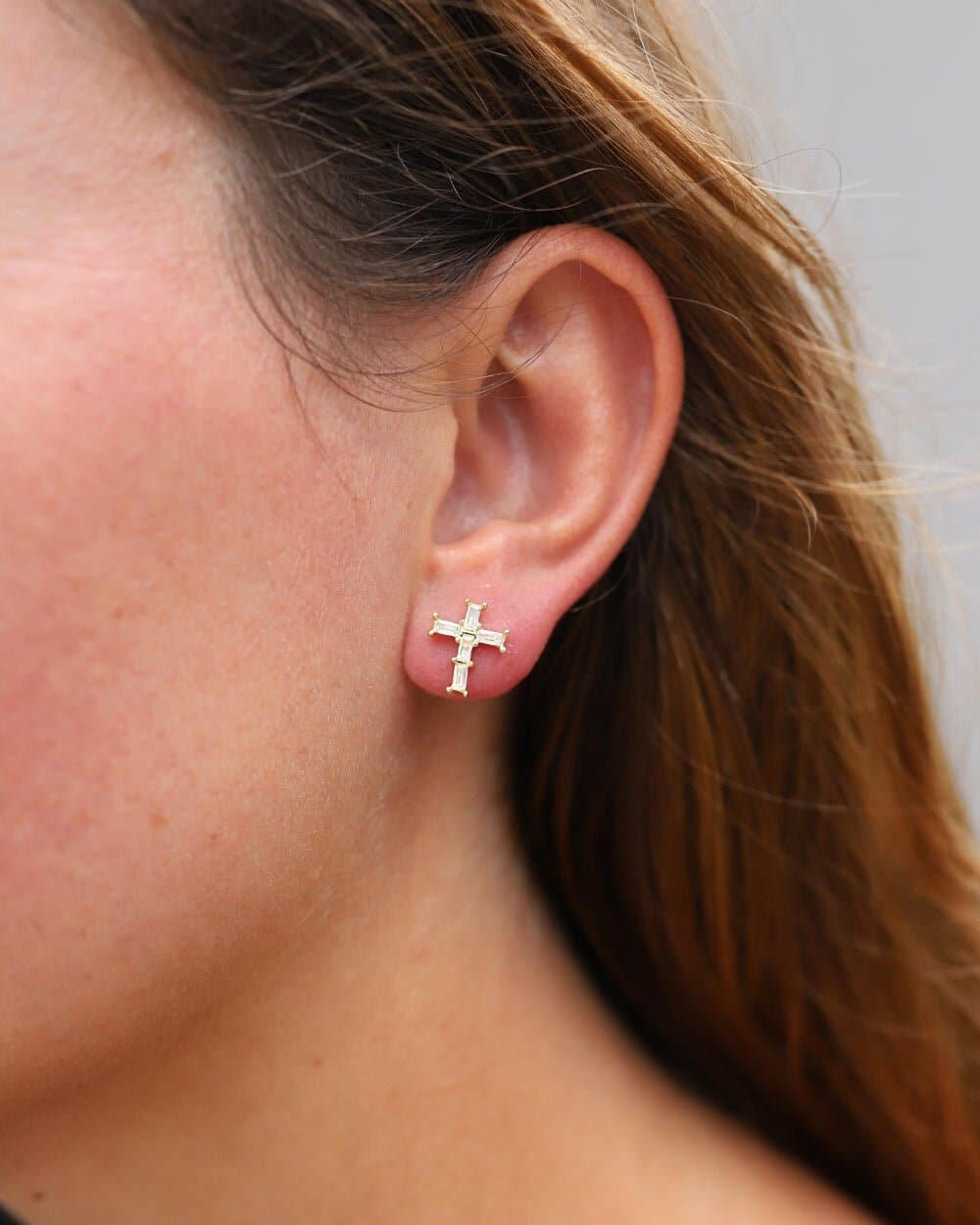 CROSS BAGUETTE EARRINGS. - 18K GOLD Earrings Evarlox   