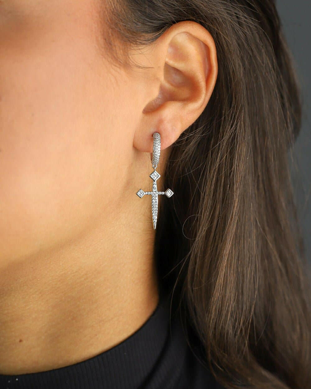 DAGGER EARRINGS. - WHITE GOLD Earrings Evarlox   