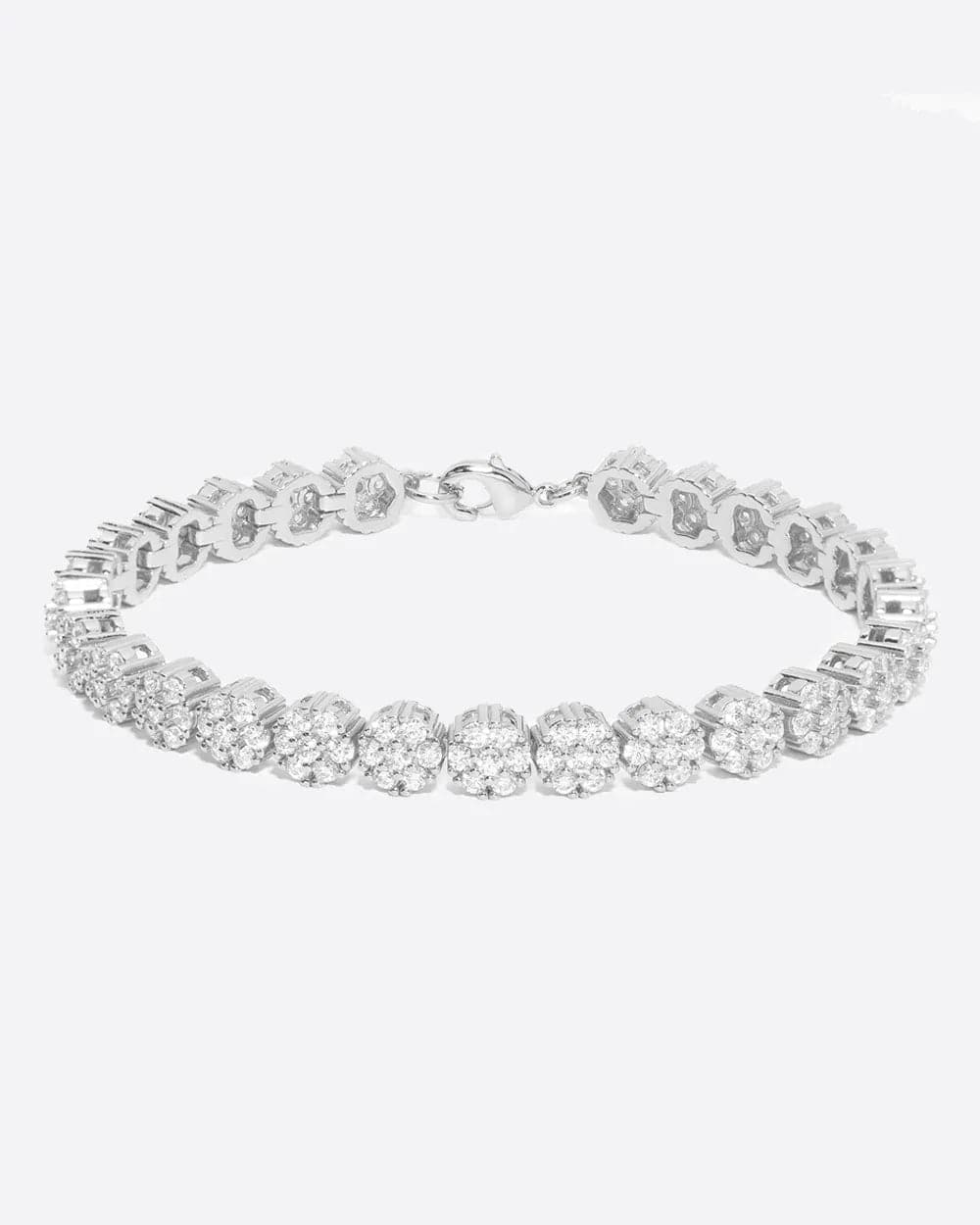 FLOWER TENNIS BRACELET. - 8MM WHITE GOLD Bracelets Evarlox   