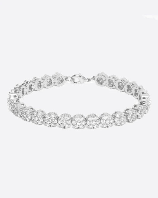 FLOWER TENNIS BRACELET. - 8MM WHITE GOLD Bracelets Evarlox   