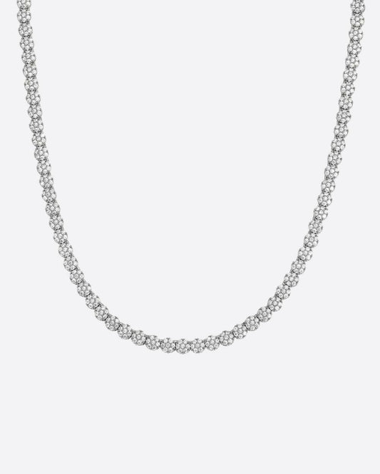 FLOWER TENNIS CHAIN. - 8MM WHITE GOLD Chains Evarlox   