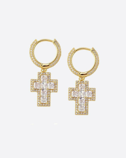 FROZEN CROSS EARRINGS. - 18K GOLD Earrings Evarlox   