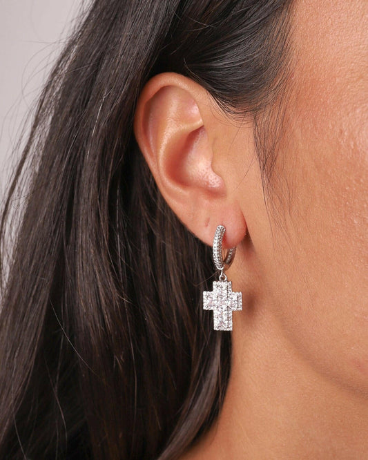 FROZEN CROSS EARRINGS. - 18K GOLD Earrings Evarlox   