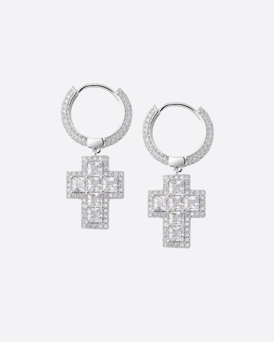 FROZEN CROSS EARRINGS. - WHITE GOLD Earrings Evarlox   