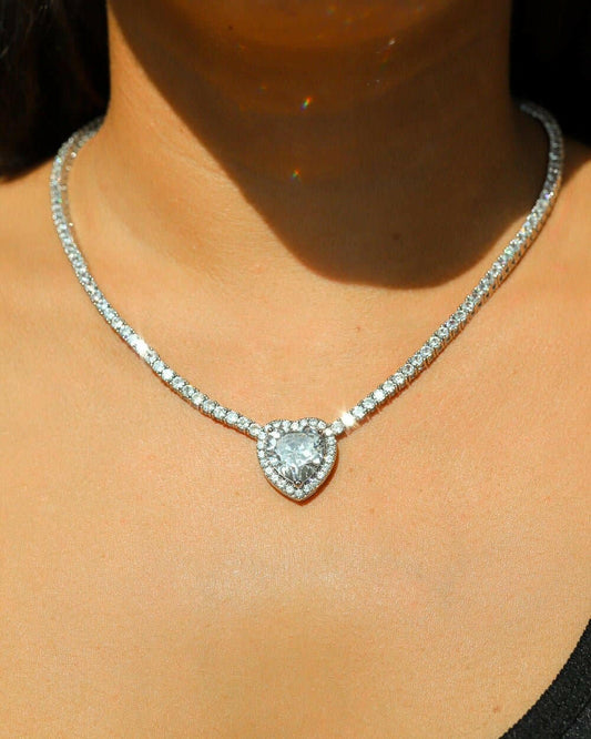 HEART CHOKER. - WHITE GOLD Chains Evarlox   