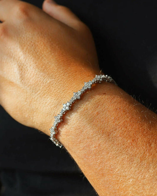 HONEYCOMB BRACELET. - 3MM WHITE GOLD Bracelets Evarlox   