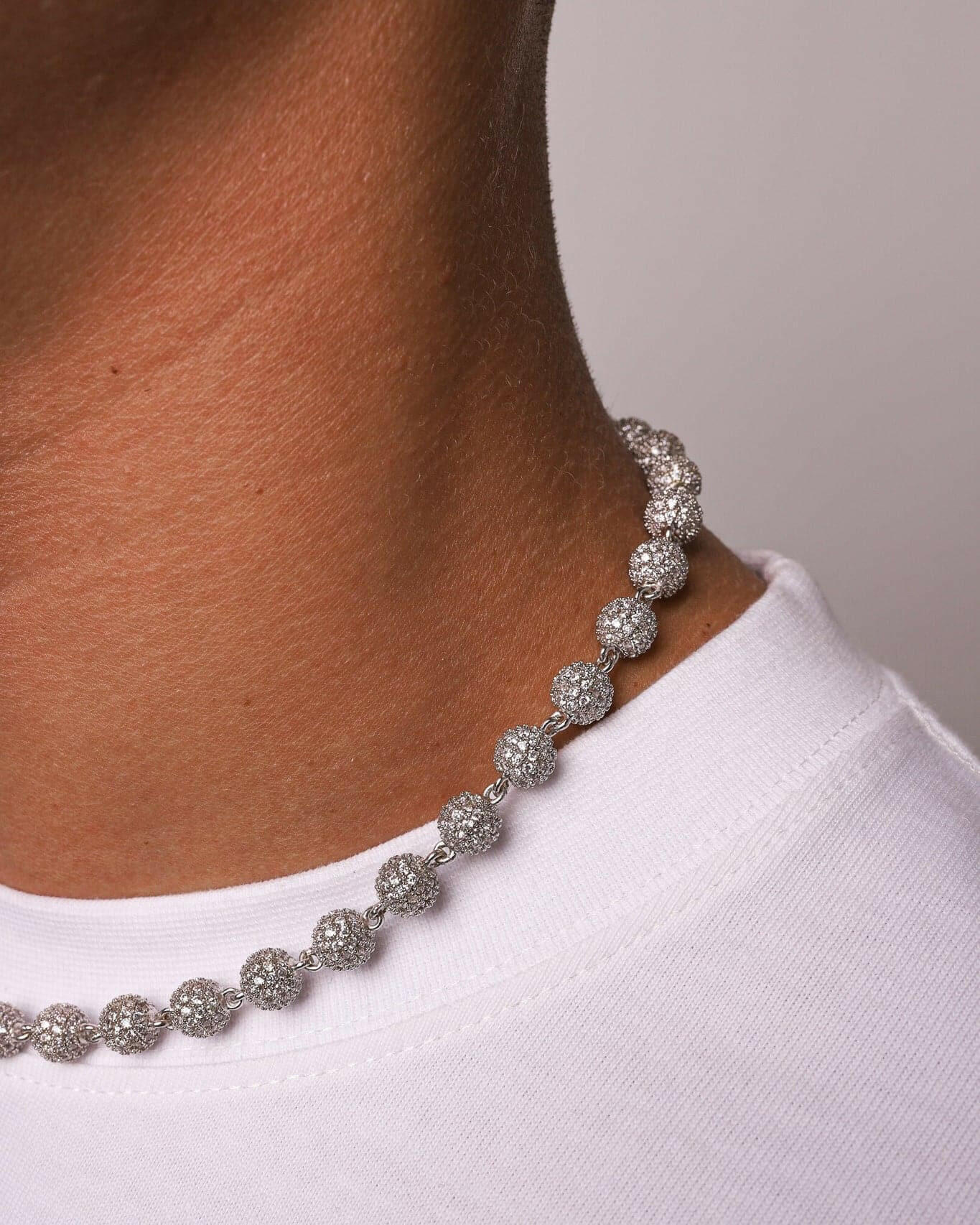 ICED BALL CHAIN. - WHITE GOLD Chains Evarlox   