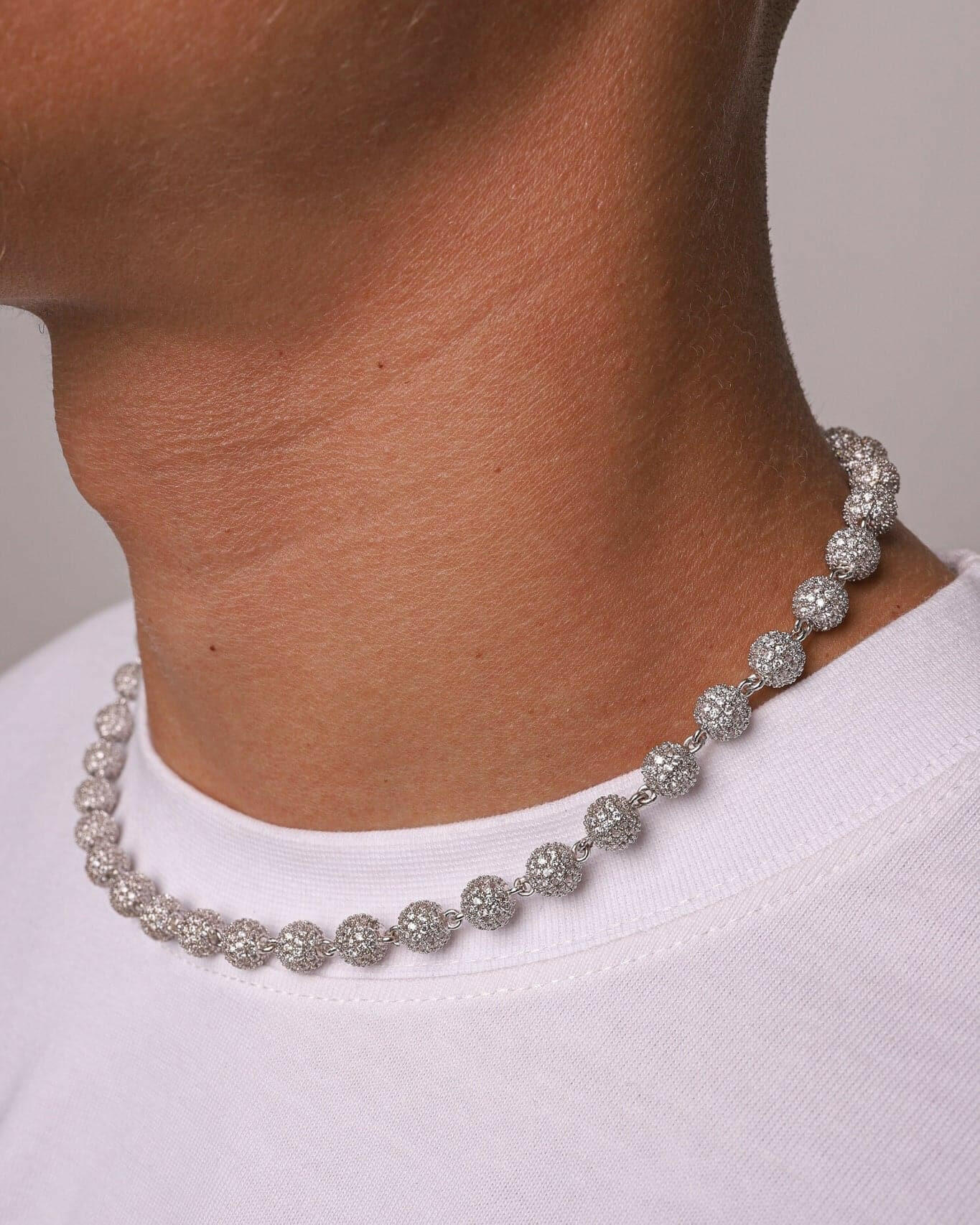 ICED BALL CHAIN. - WHITE GOLD Chains Evarlox   