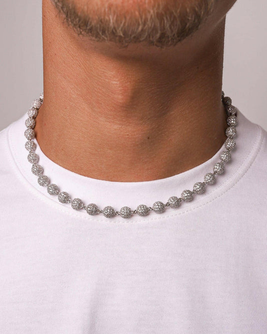 ICED BALL CHAIN. - WHITE GOLD Chains Evarlox   