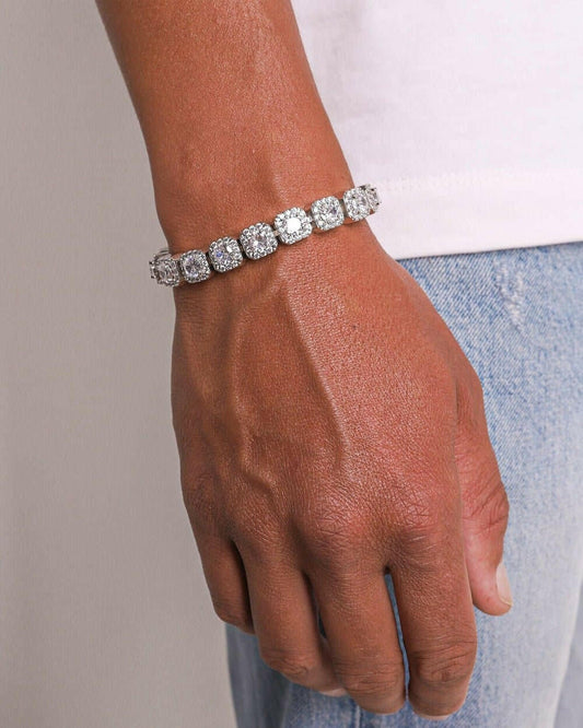 ICED CLUSTERED BRACELET. - WHITE GOLD Bracelets Evarlox   