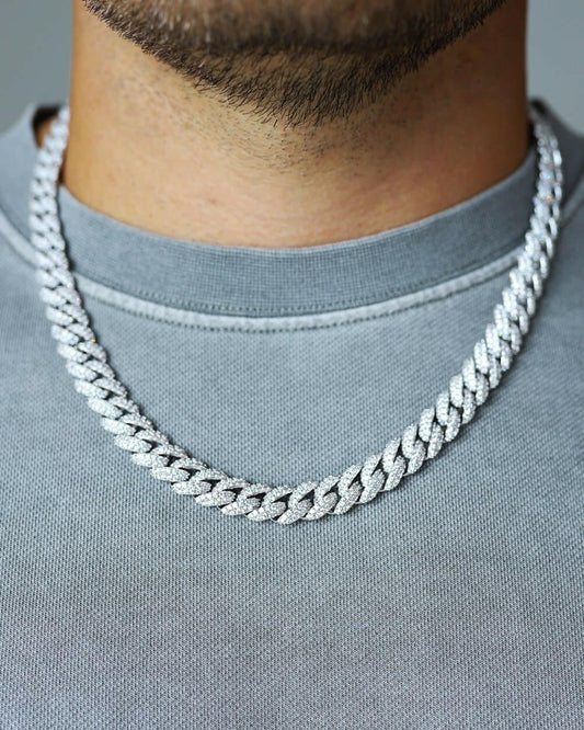 ICED CUBAN CHAIN. - 10MM WHITE GOLD Chains Evarlox   