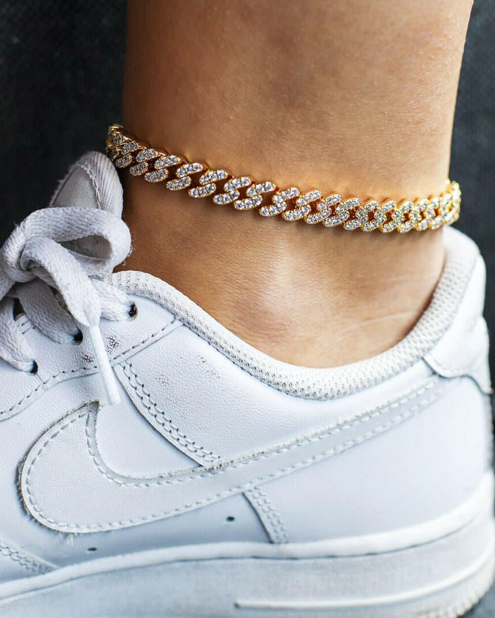 ICED CUBAN ANKLET. - 9MM 18K GOLD Anklet Evarlox   