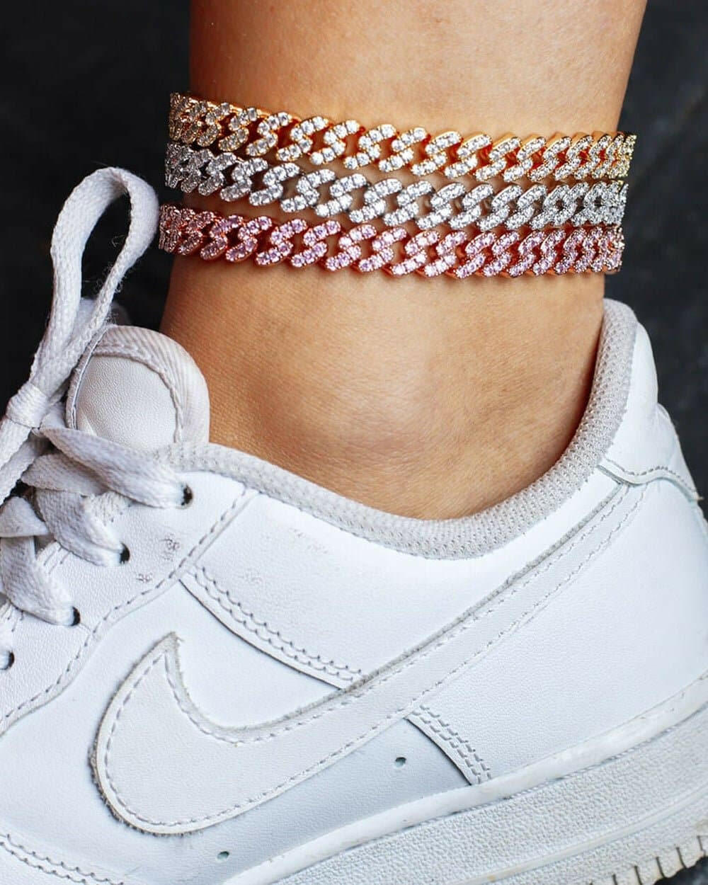 ICED CUBAN ANKLET. - 9MM WHITE GOLD Anklet Evarlox   