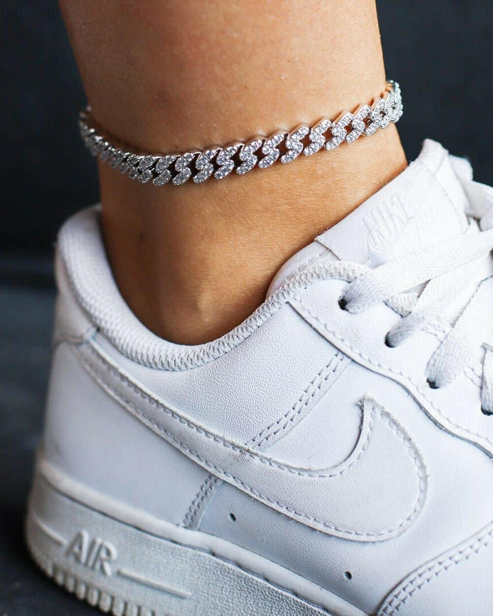 ICED CUBAN ANKLET. - 9MM WHITE GOLD Anklet Evarlox   