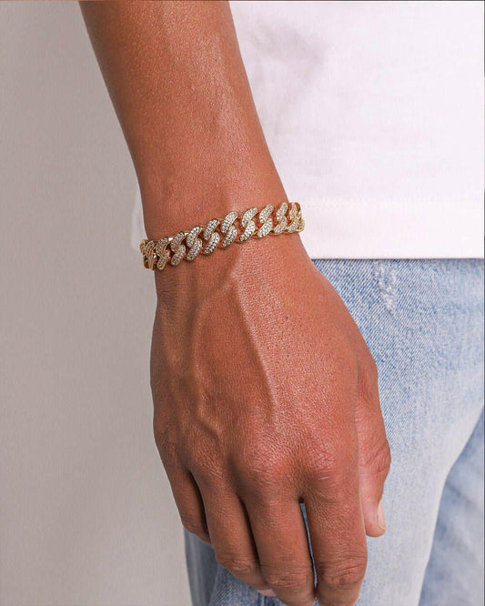 ICED CUBANA BRACELET. - 12MM 18K GOLD Bracelets Evarlox   