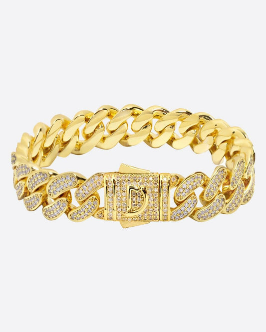 ICED CUBANA BRACELET. - 12MM 18K GOLD Bracelets Evarlox   