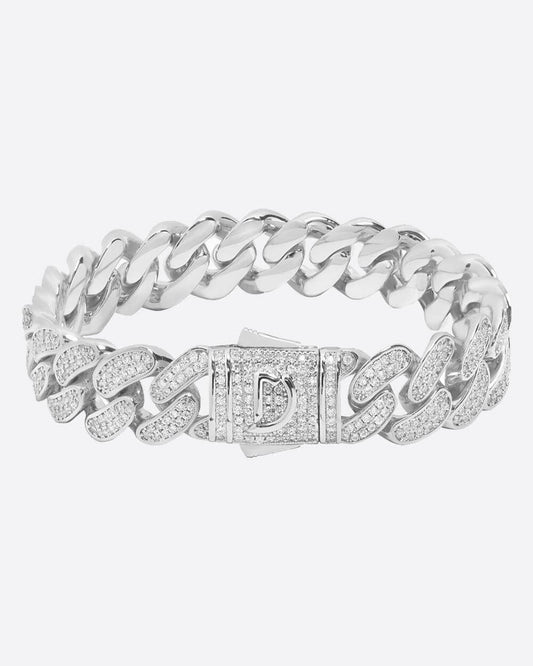 ICED CUBANA BRACELET. - 12MM WHITE GOLD Bracelets Evarlox   