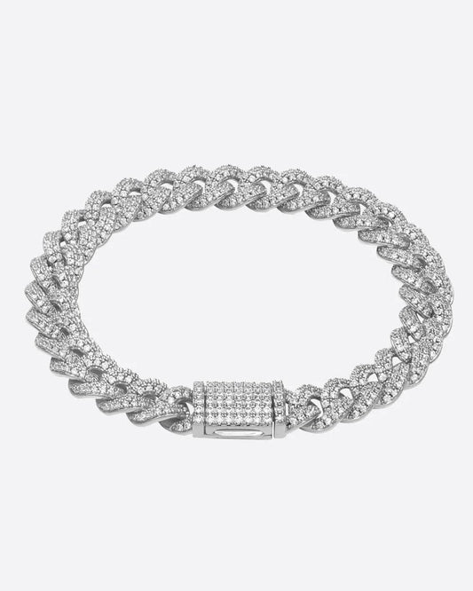 ICED CUBANA BRACELET. - 8MM WHITE GOLD Bracelets Evarlox   