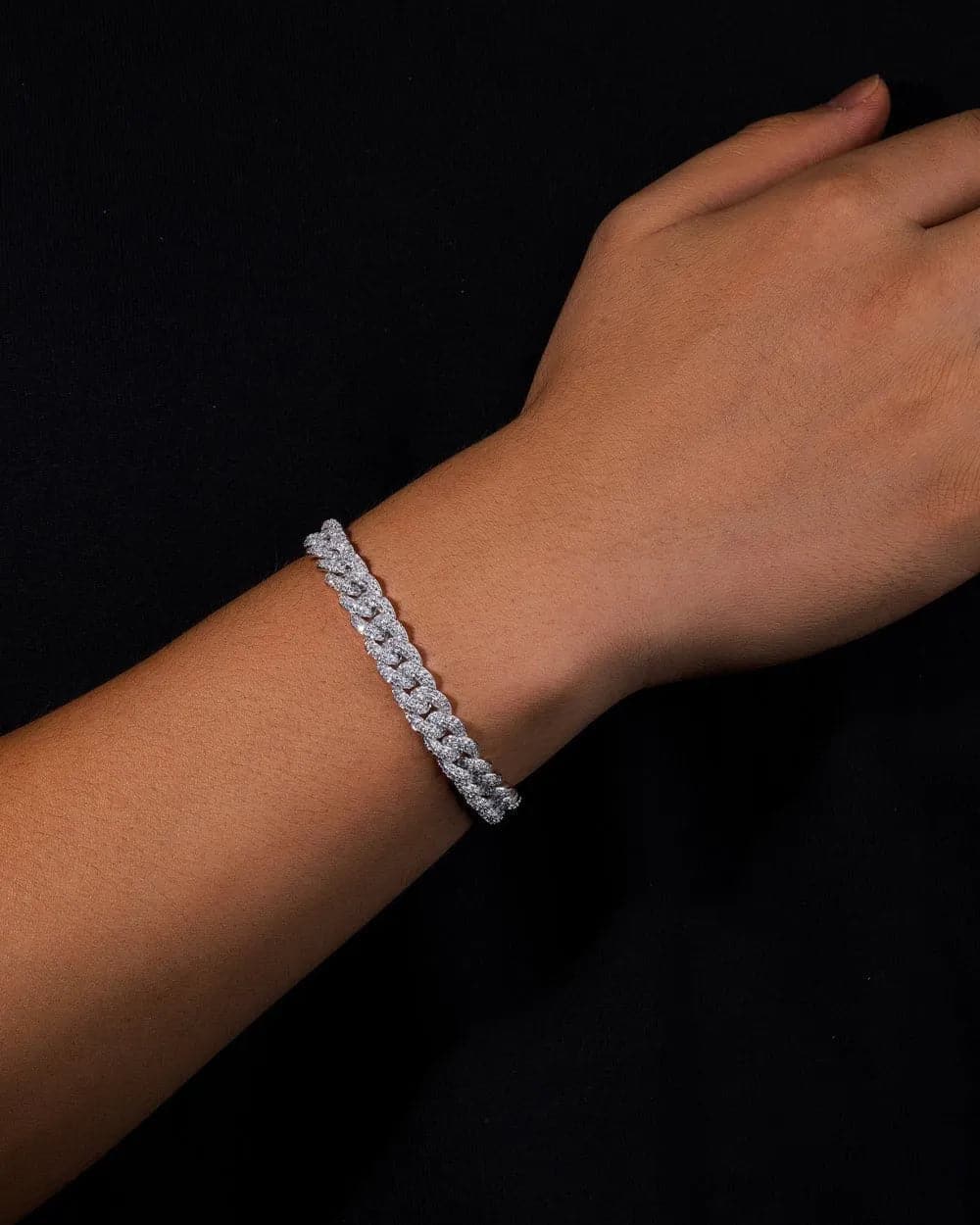 ICED CUBANA BRACELET. - 8MM WHITE GOLD Bracelets Evarlox   