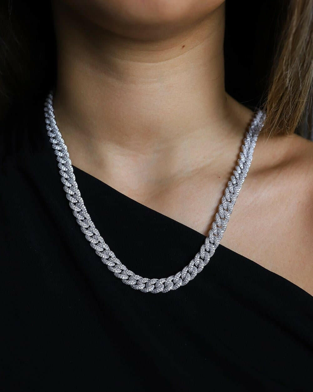 ICED CUBANA CHAIN. - 8MM WHITE GOLD Chains Evarlox   