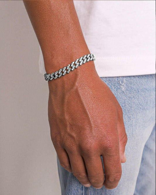 ICY CUBANA BRACELET. - WHITE GOLD Bracelets Evarlox   