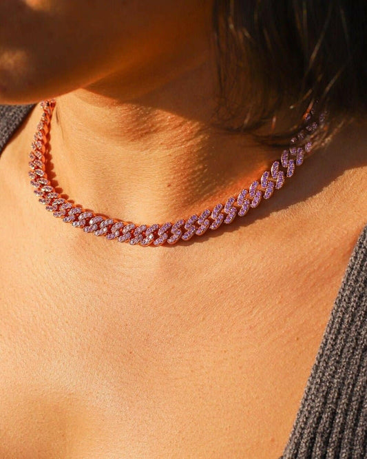 PINK CUBANA CHAIN. - 8MM ROSE GOLD Chains Evarlox   