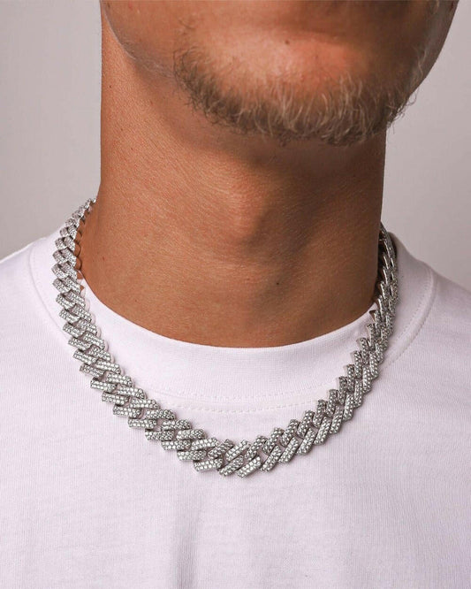 PRONG CHAIN. - 13MM WHITE GOLD Chains Evarlox   