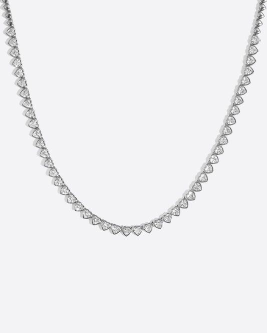 SPARKLING HEARTS NECKLACE. - 4MM WHITE GOLD Chains Evarlox   