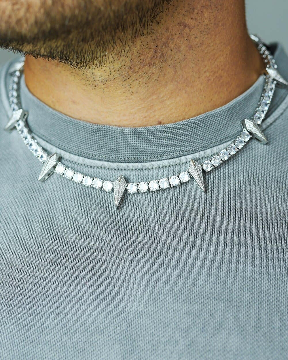 SPIKED BREAKER CHAIN. - 5MM WHITE GOLD Chains Evarlox   