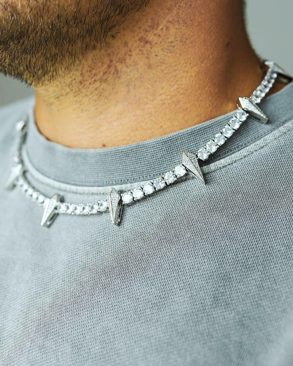 SPIKED BREAKER CHAIN. - 5MM WHITE GOLD Chains Evarlox   